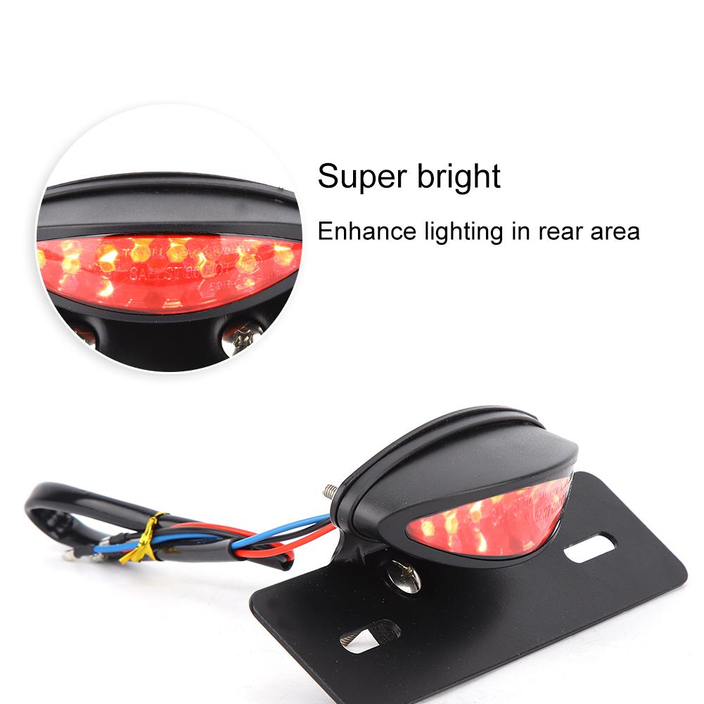 Motorcycle Taillight Retro LED Brake License Plate Light Indicator Lights(black)