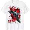 Мужская футболка с графическим принтом истребителя Raptor, размер S, повседневная, с круглым вырезом, хлопковая, с коротким рукавом