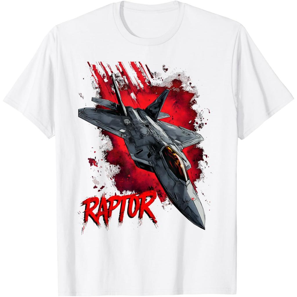 Мужская футболка с графическим принтом истребителя Raptor, размер S, повседневная, с круглым вырезом, хлопковая, с коротким рукавом