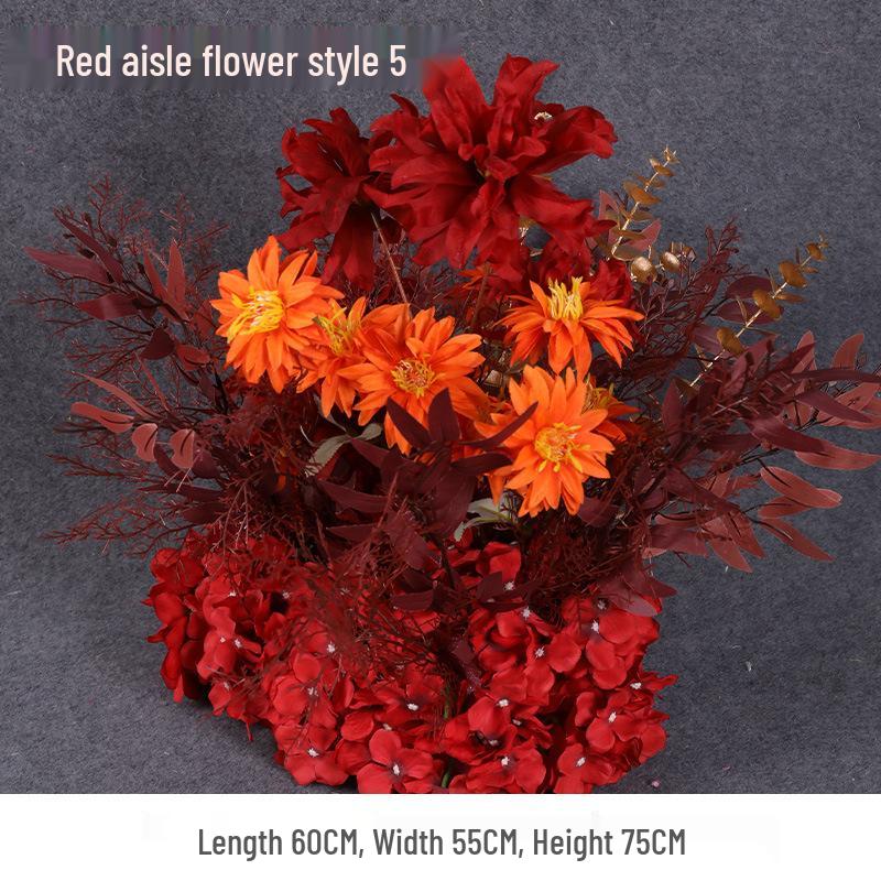 Свадебное цветочное оформление 2025: Сцена банкетного приема по случаю помолвки, Цветочные ряды для дороги/сцены, Цветы для арки, Искусственная имитация фона, Флористическое искусство.