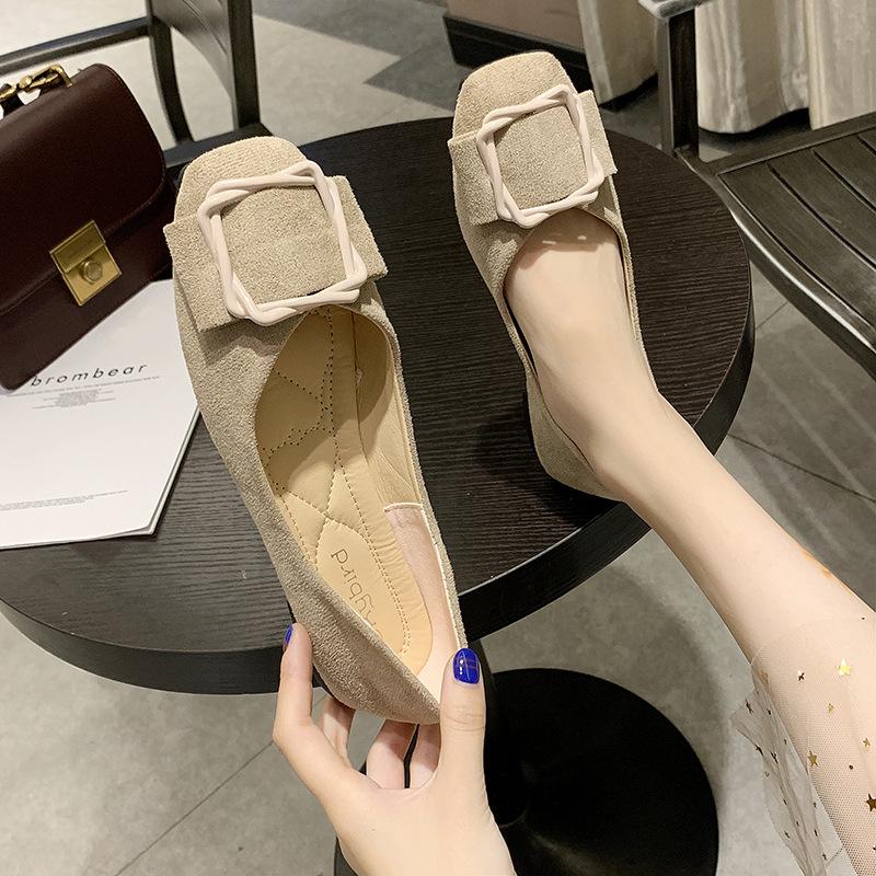 Туфли на плоской подошве женские 2024 года новые универсальные женские туфли с квадратным носком и неглубоким горлом женские одинарные туфли с мягкой подошвой и нескользящей подошвой туфли Doudou