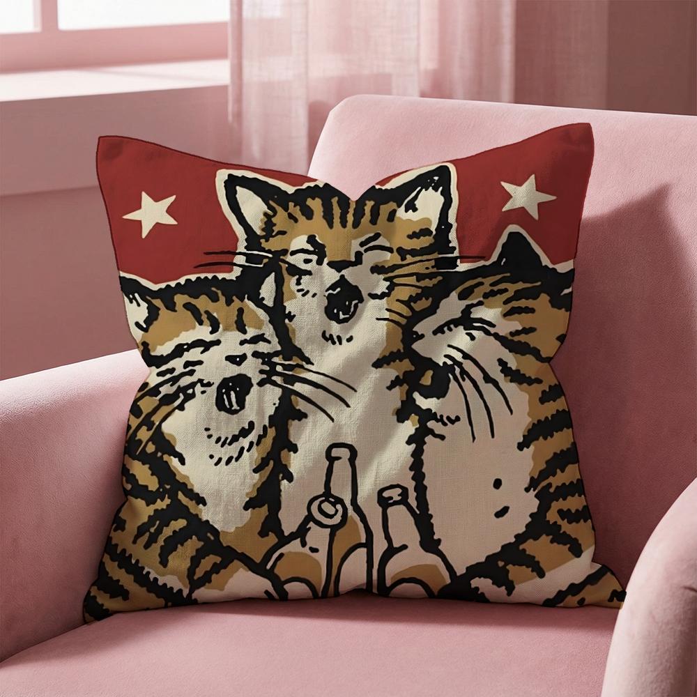 Поздравляем Пьяные Коты Наволочка Многоцелевая Наволочка для Дома и Автомобиля - Двусторонняя, Мягкая и Прочная для Повседневного Использования