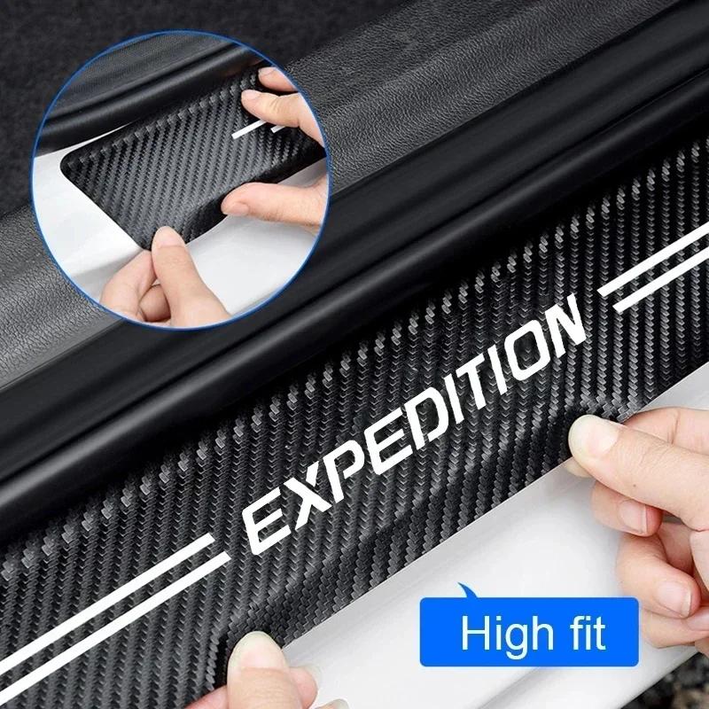 LKLB2 For Ford EXPEDITION Luminous Door Threshold Stickers Scuff Scratch Car Door Threshold Protective Trunk Strips Anti kick Stickers