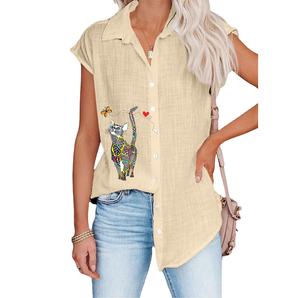 Женская модная футболка с коротким рукавом, весна-лето, повседневные блузки с принтом, тонкие рубашки-кардиганы больших размеров