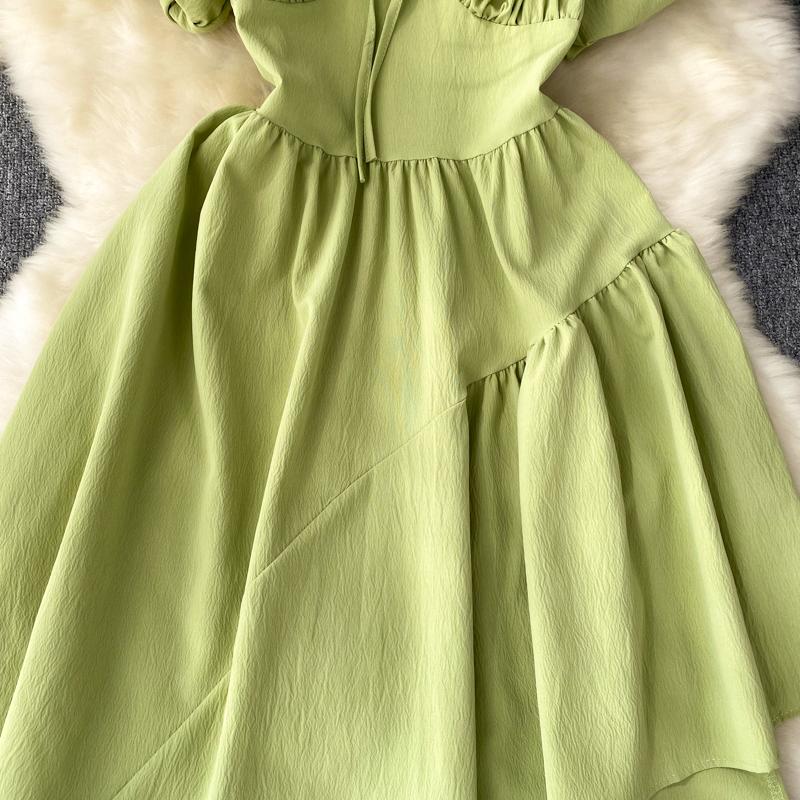 НОВОЕ женское платье с пышными рукавами и нерегулярной баской Vestido Elegante с квадратным воротником и оборками, модное корейское платье