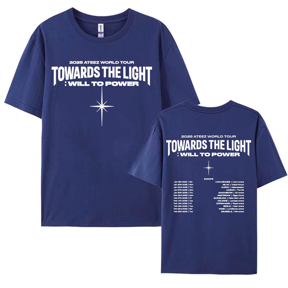 2025 Ateez World Tour Towards The Light Will To Power T Shirt Men Women Korean Fashion High Quality Casual 100 Cotton Tshirts
