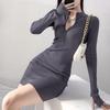 Women's Sexy Spice Semi-turtleneck Hip Wrap Dress Long-sleeved Knitted Little  Dress Sheath Dress