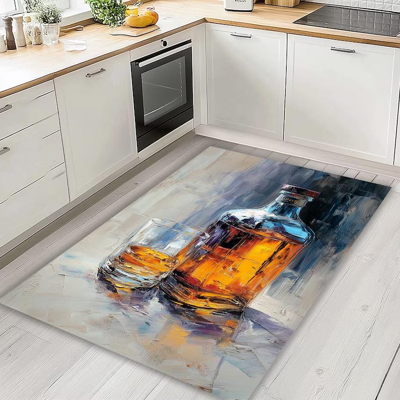 Cheers Carpet Whiskey Glass Champagne Rug Alcohol Mat Spirits Runner Drink Art Wine Rug Beer Art Aqua Vitae Gift Drinking Room