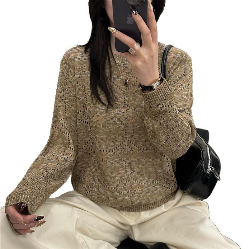 Women Autumn Winter Loose Knitted Sweater Soft Warm Long Sleeve Solid Color Casual Oversized Pullover Daily Streetwear Tops