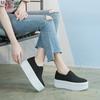 Женские vulcanized кеды на платформе, 6 см толщина подошвы, без шнуровки, с круглым носком, холщовые, повседневные кроссовки, увеличивающие рост, размер 34