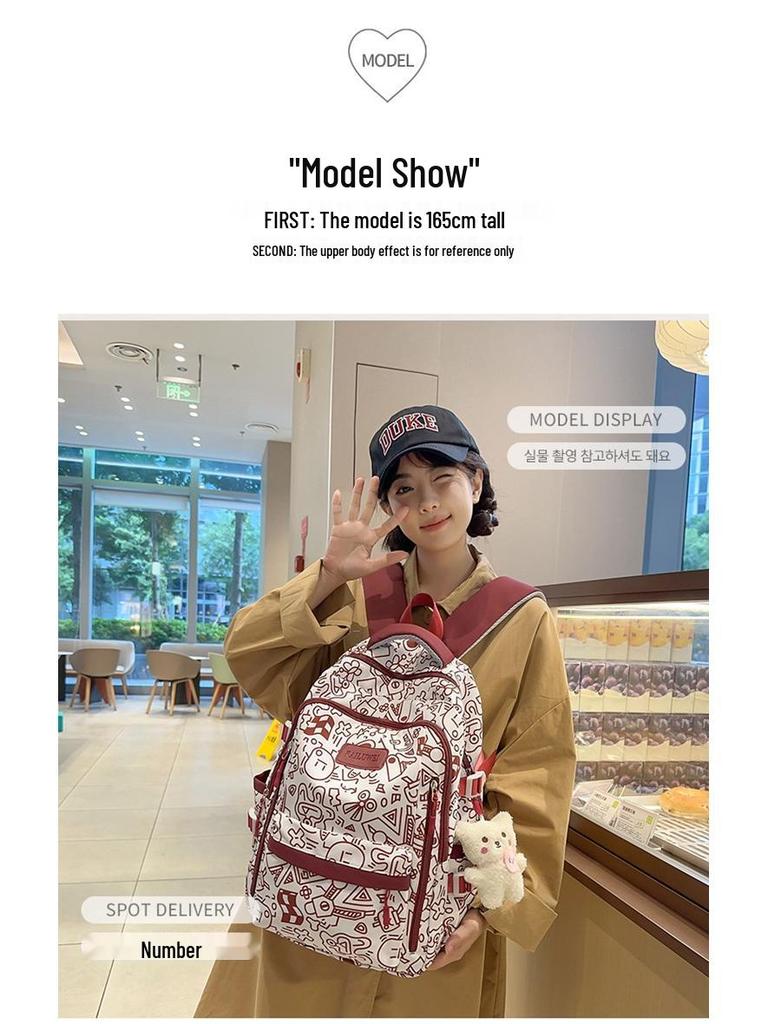 2024 Korean-Style Large Capacity Backpack for Junior High Students: Fashionable, Casual, Versatile Campus Gear