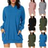 Women's Long-sleeved Pocket Pullover Hoodie Dress Waist Sweatshirt Solid Tops