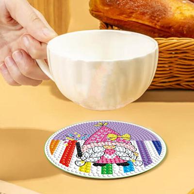 6 шт. DIY алмазные художественные подставки повышают креативность, уменьшают стресс, развивают терпение, мультяшные гномы, куклы, узор, подставки