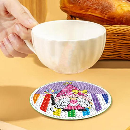 6 шт. DIY алмазные художественные подставки повышают креативность, уменьшают стресс, развивают терпение, мультяшные гномы, куклы, узор, подставки