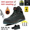 Зимняя хлопковая обувь, мужская небьющаяся, противопрокалывающая стальная обувь с носком, высокая рабочая обувь, защитная обувь