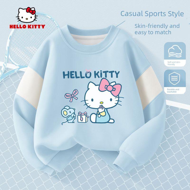 Hellokitty Girls' Sweatshirt, Spring and Autumn Style, Pink Children's Top, Early Spring Children's Clothing, Girls' Long-Sleeved Base Shirt
