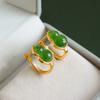 Gourd Ear Buckle Old Material Spinach Green Apple Green High-end Light Luxury Jade Earrings Jewelry
