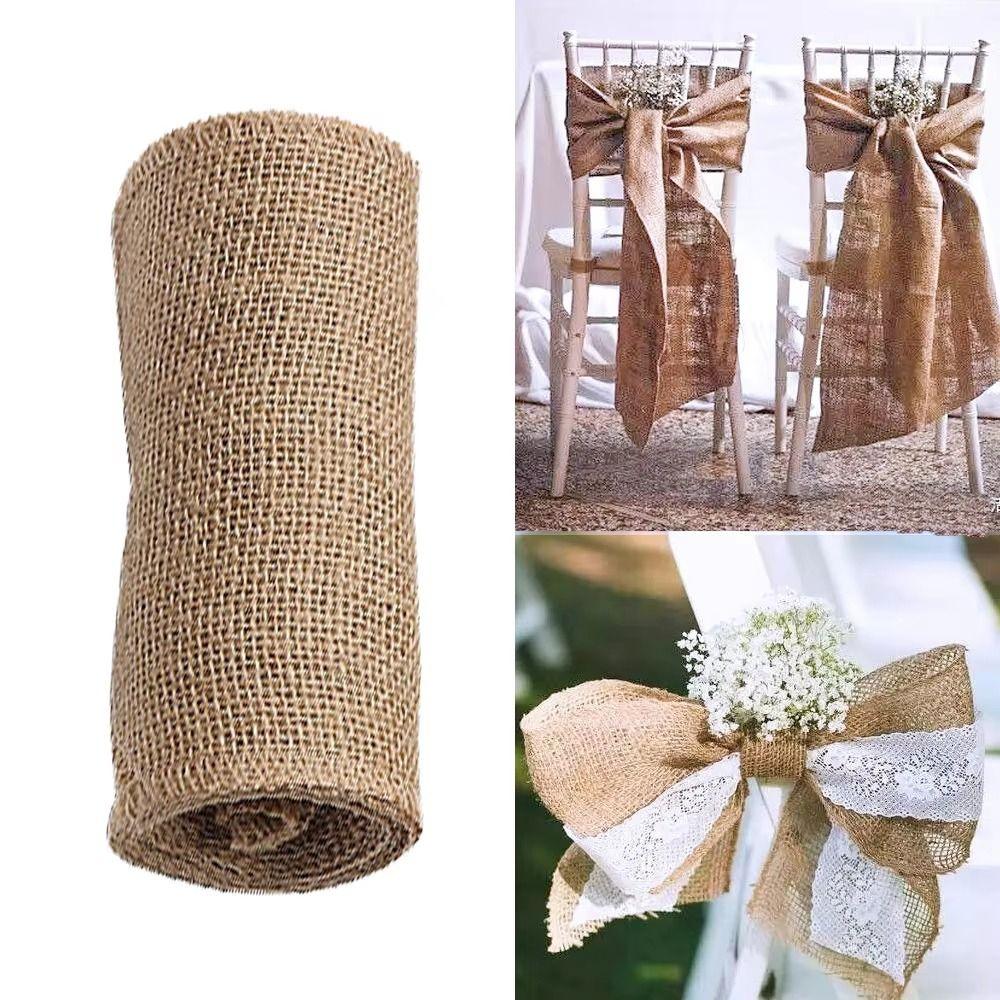 Vintage Lace Seat Back Strap Handmade Lace Linen Ribbon Roll Burlap Chair Bow Crafts Decorations