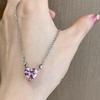 Women Necklace Elegant Temperament Hypoallergenic Gift Fashion Jewelry Shiny Faux Crystal Heart Pendant Ladies Clavicle Necklace for Dating