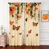 Butterfly and Rose Blackout Curtains 2pcs – Black Silhouette on Pink Floral Background, Romantic Bedroom or Living Room Decor