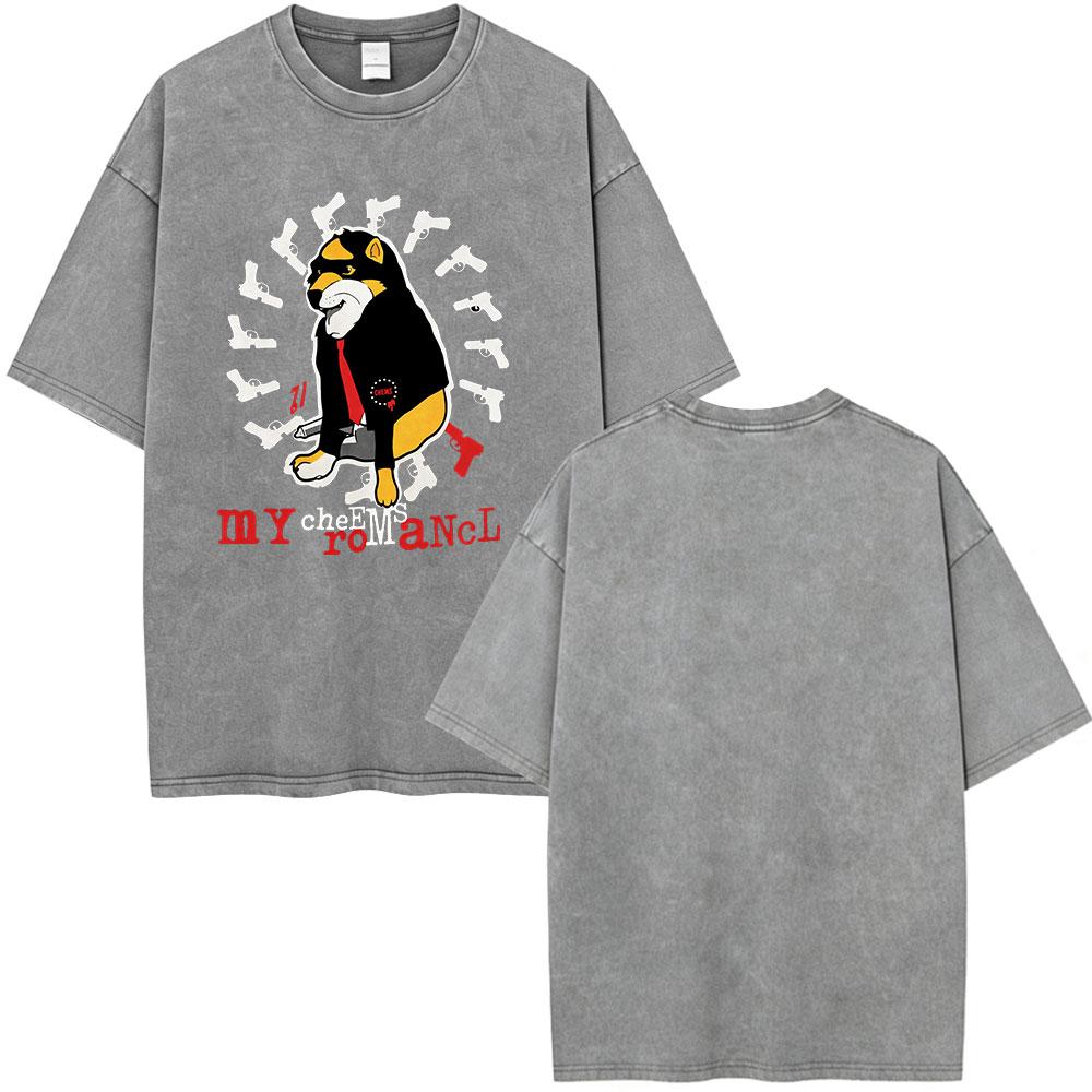 Rock Band My Chemical Romance Washed Tshirt The Black Parade  Tour Merch Tshirts Mens Clothing Vintage T Shirt Streetwear