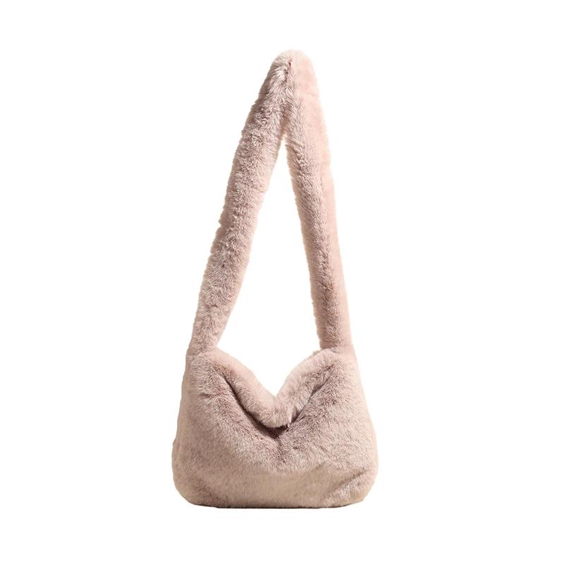 Осенне-зимняя сумка через плечо, новая женская плюшевая вместительная универсальная дорожная сумка через плечо