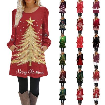 Женское платье-трапеция с длинным рукавом, повседневное платье-пуловер свободного кроя на пуговицах с карманами