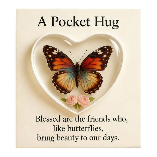 Карточка-обнимашка с бабочкой в кармане, акриловый подарок, прозрачный, портативный сувенир, символ любви, ободрение, вдохновляющая подарочная карточка