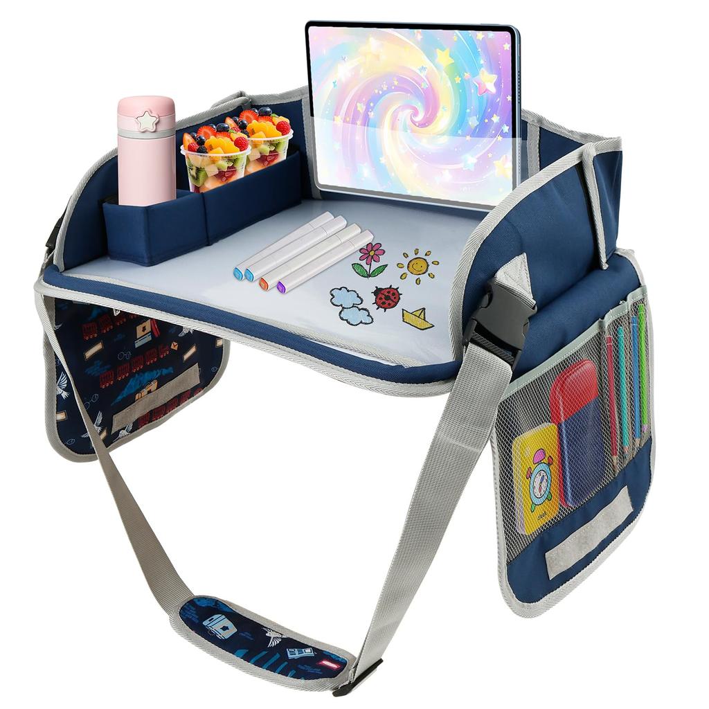 Car Tray Table for Kids Cars Seat Travel Tray Portable Drawing Board Play Pallet Cars Seat Detachable Lap Trays Carseat Table Trays for Kids in Car
