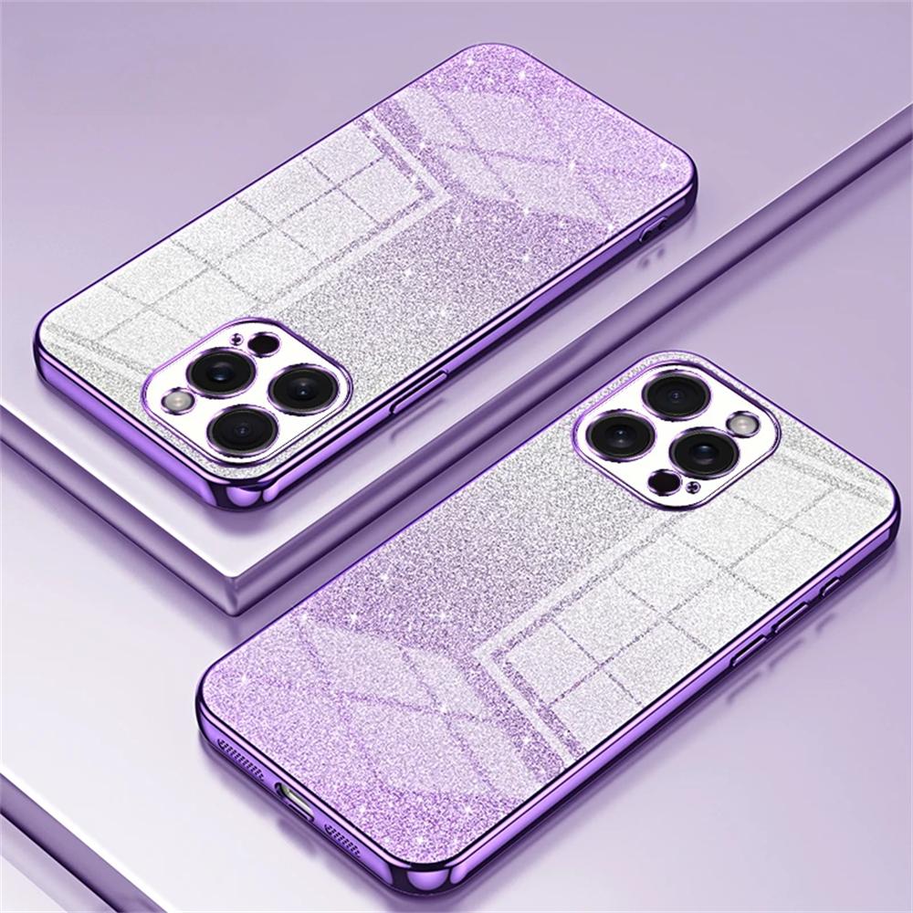 Чехол для телефона с гальваническим покрытием и блестками для iPhone 15 14 13 12 11 Pro Max XS X XR SE 2 3 7 8 Plus, противоударный, мягкий, из ТПУ, задняя крышка