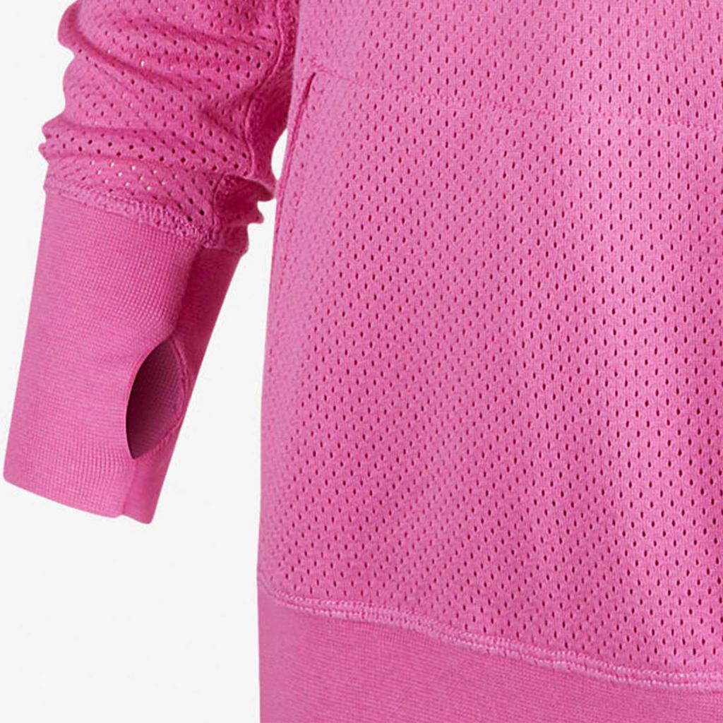 Nike Solid Color Logo Print Hooded Long Sleeve Sweatshirt Kids Tops Pink 589010-555