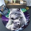 White Wolves Round Area Rug,Carpet Rug for Living Room Bedroom Sofa Playroom Decor,Non-slip Floor Mat