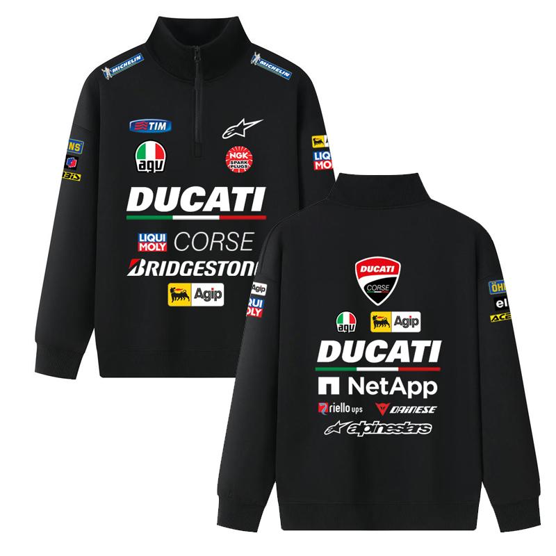 Ducati Свитшот Corse MotoGP Racing с молнией на половину, унисекс, черный, оверсайз, уличный стиль, пуловер с полным принтом спонсоров