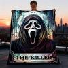 1pc Ghostface, Horror Mask Outdoor Flannel Blanket, Lightweight Warm Cozy for Travel Camping Office Soft Polyester Fabric
