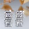 Brilliant Princess Cut White Zircon Stud Earrings for Women Silver Color Wedding Fine Jewelry Gifts