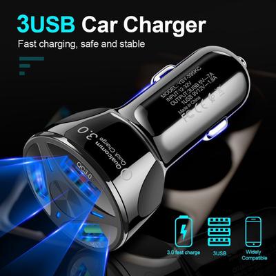 Автомобильное зарядное устройство 3USB, быстрая зарядка, стабильная и безопасная.