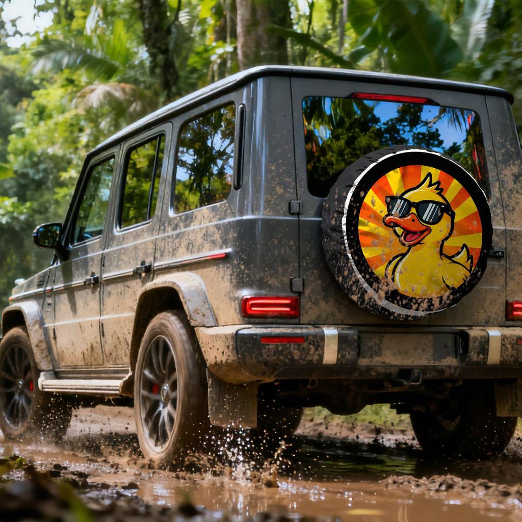 Vintage Duck Tire Cover For SUV Truck RV - Heavy-Duty All-Weather Spare Wheel Protection, Fit For Tires With Cute Duck Design (f