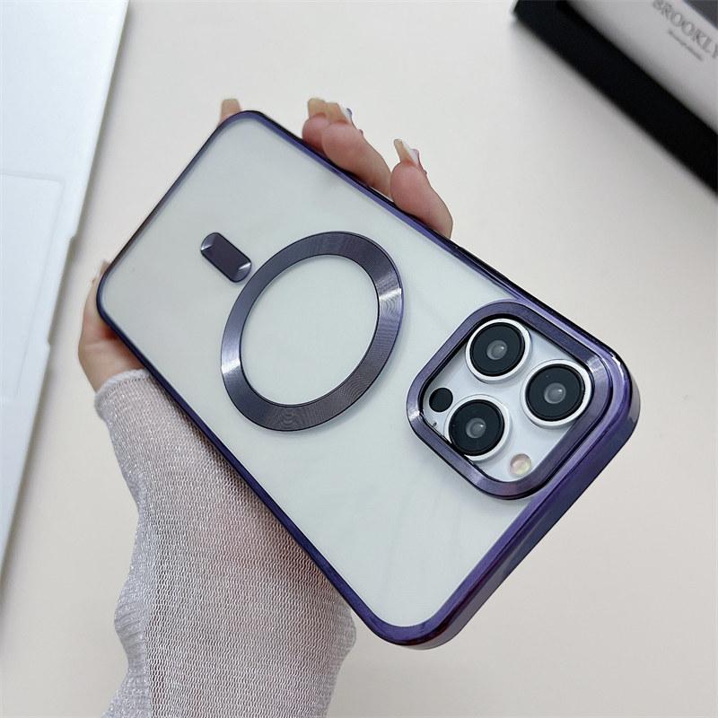 Роскошный магнитный чехол с гальваническим покрытием Golden Shield для беспроводной зарядки для iPhone 14 13 12 11 Pro Max, защитный чехол от падения