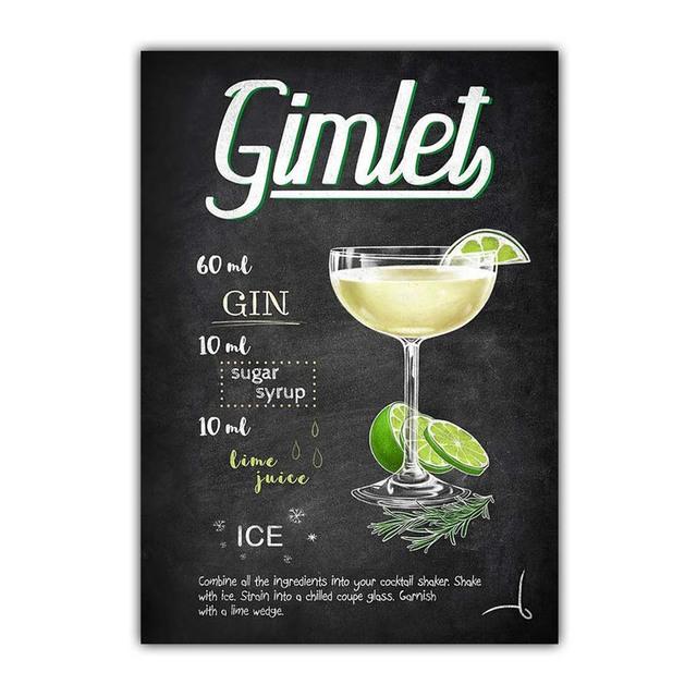 Graffiti Art High Foot Wine Glass Canvas Painting Bar Restaurant Wall Art Cocktail Menu Picture for Living Room Home Decor No Frame