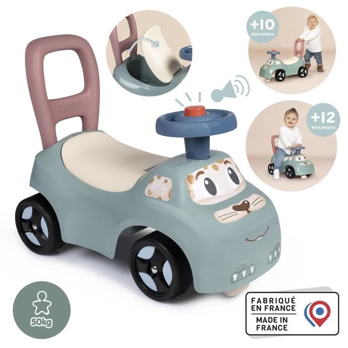 Porteur Auto - Little Smoby - Coffre sous la Selle, Klaxon - Dès 10 Mois - Fabrication française