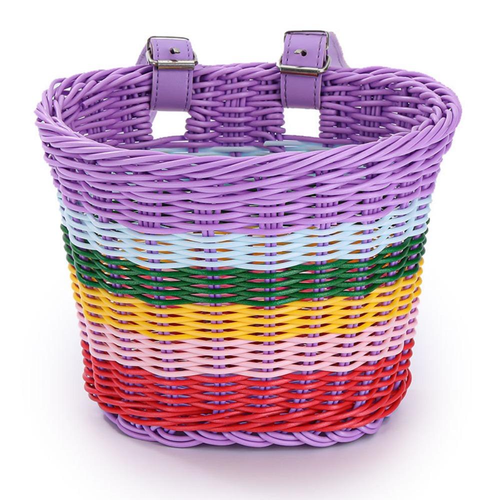 Handlebar Bicycle Basket Rattan Woven Stroller Front Basket Durable Bike Storage Basket Kid