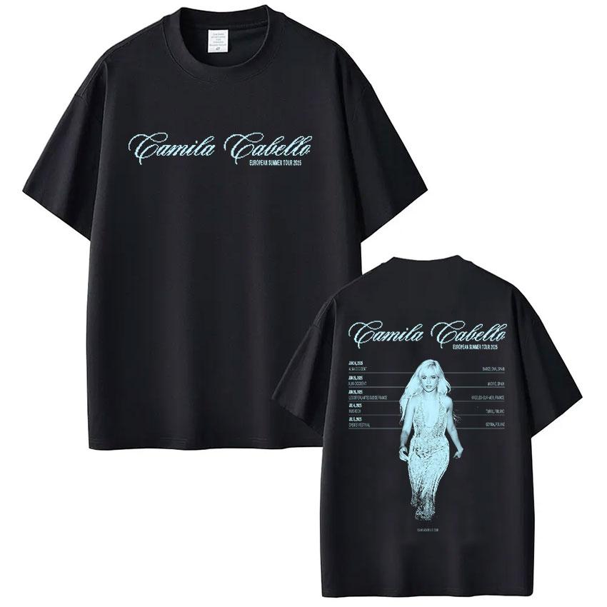 Camila Cabello Tour 2025 Print T Shirts Unisex Women Retro Aesthetic Clothing T-shirt Casual Pure Cotton Oversized Tees Streetwear