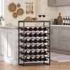 30 Bottles Wine Rack, 6 Tier Free Standing Wine Storage Holder with Wood Effect Tabletop, Rustic Brown