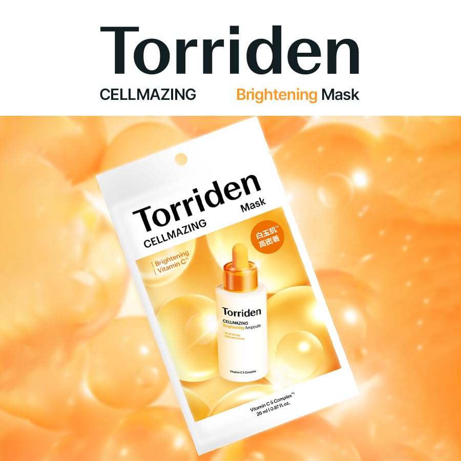 Torriden Cellumezing Vita C Осветляющая маска-патч для лица Корейская Чувствительная Витамин Поры Ниацинамид (10 листов) [Официальный/Подлинный] Маска, Маска-патч,