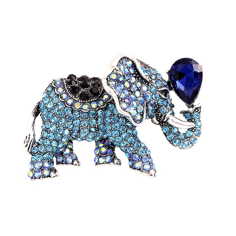 Color Jixiang Brooch Alloy Crystal Sweater Suit Versatile Premium Elephant Animal Corsage Accessories