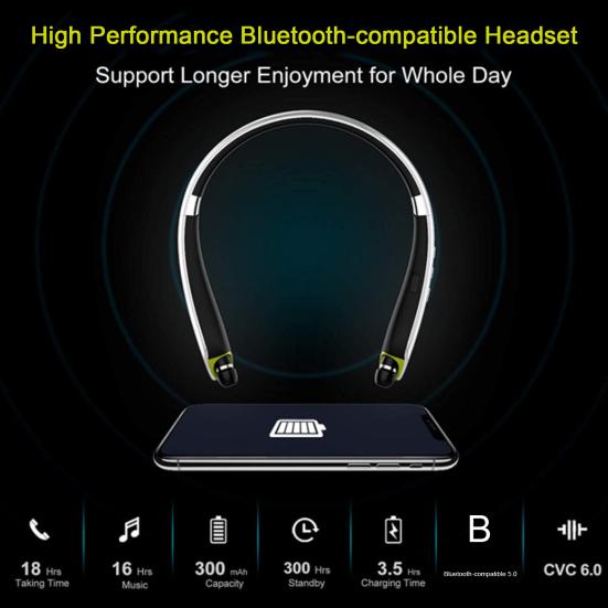 SX-990 Наушники с сабвуфером, подвесные наушники-вкладыши, складные Bluetooth-совместимые беспроводные наушники со звуком HiFi 5.0