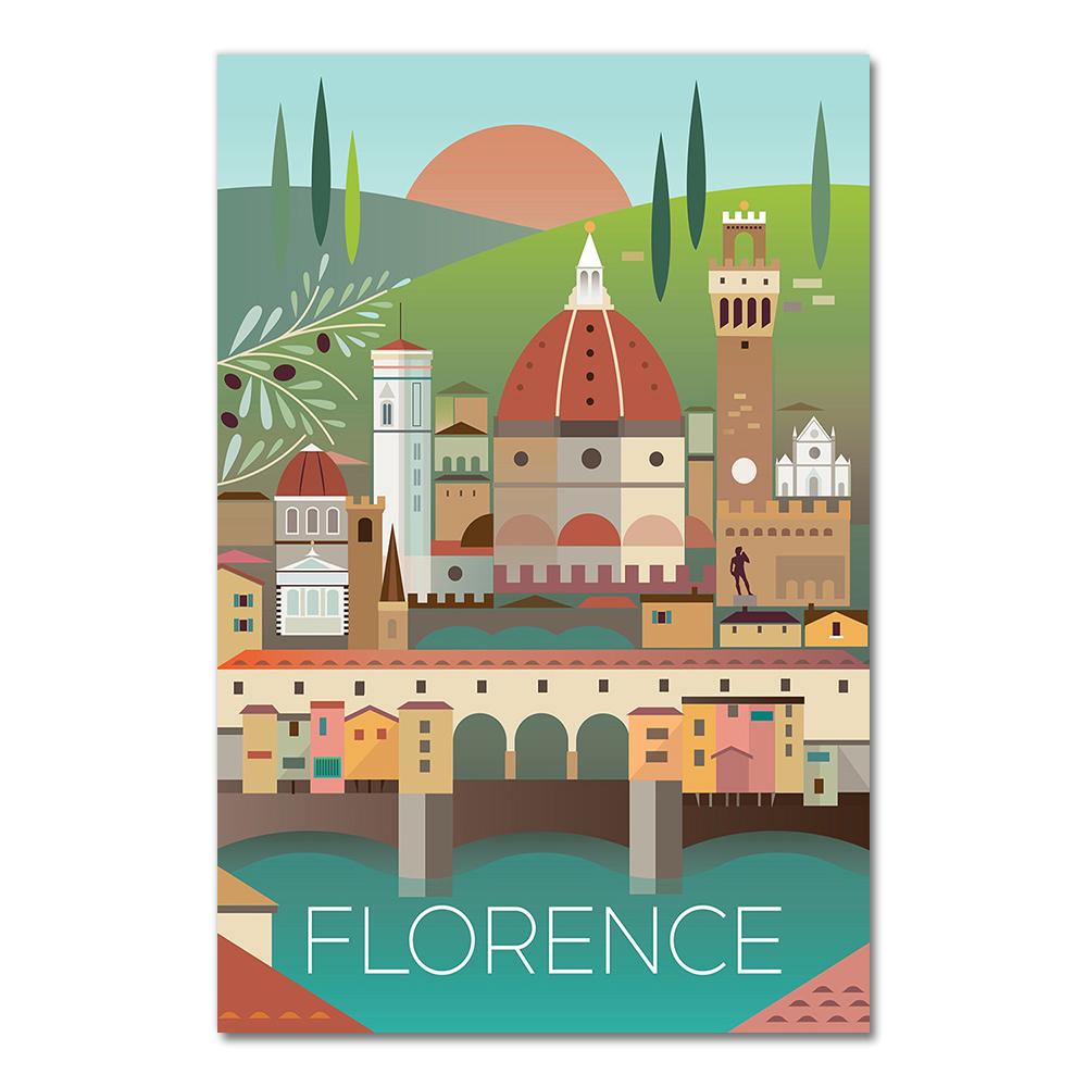 Italy Tuscany Florence City Travel Canvas Paintings Vintage Picture Kraft Posters Coated Wall Stickers Home Decoration Gift