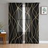 Изогнутые линии, современное искусство, черные прозрачные шторы для гостиной, украшения окна, занавески для кухни, тюль, вуаль, органза, шторы