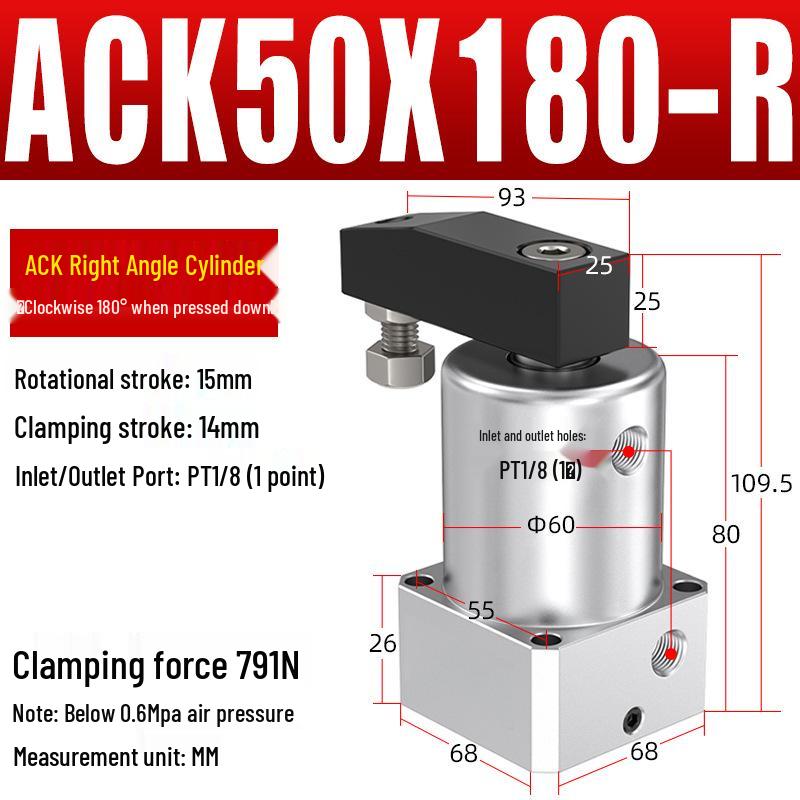 Пневмоцилиндр с поворотным зажимом 180° SRC25, Угловой пресс ACK32/40/50/63*90R/L