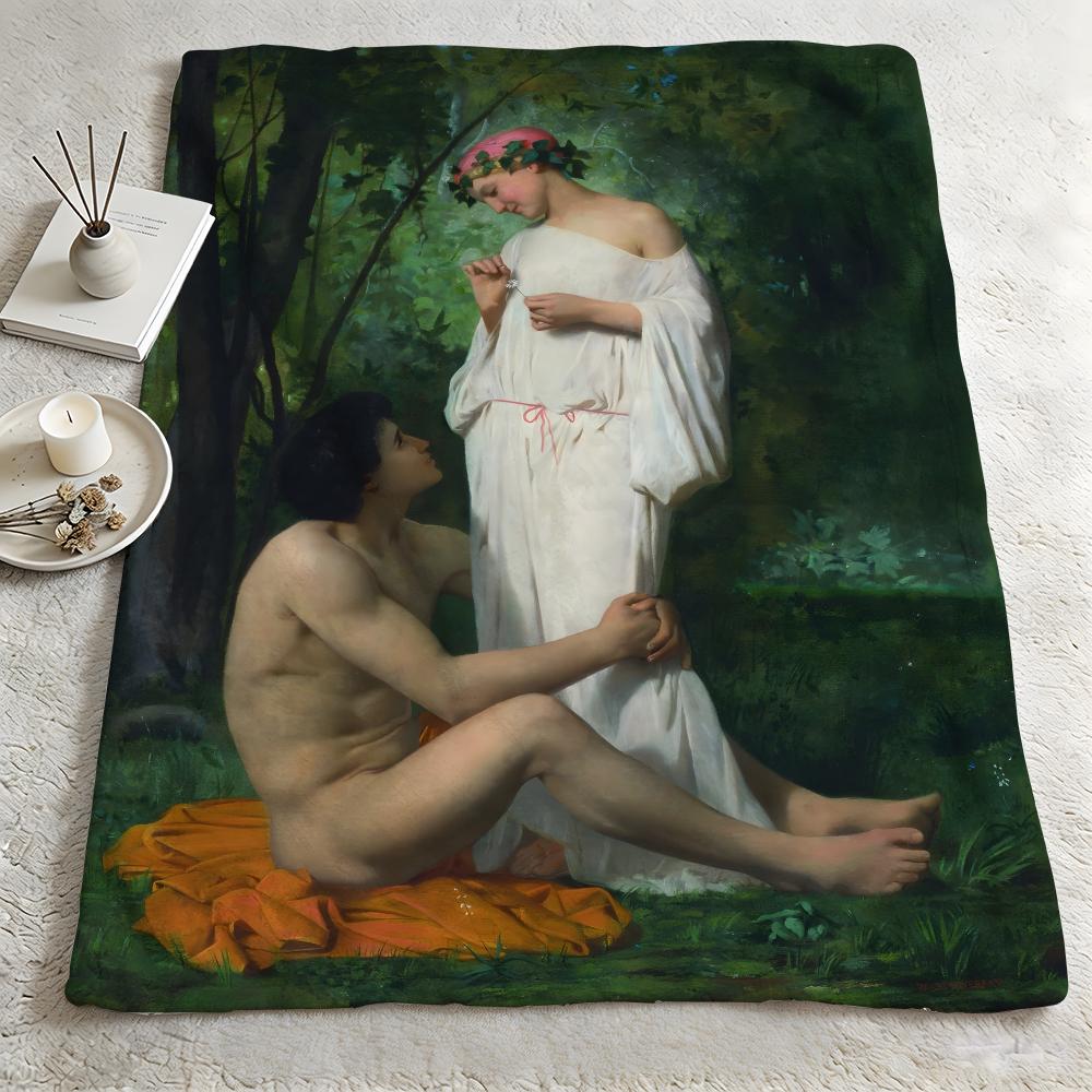 artist WWilliam Adolphe Bouguereauu Throw Warm Soft Flannel Blanket Multiuse for Sofa Bed Camping Travel Nap